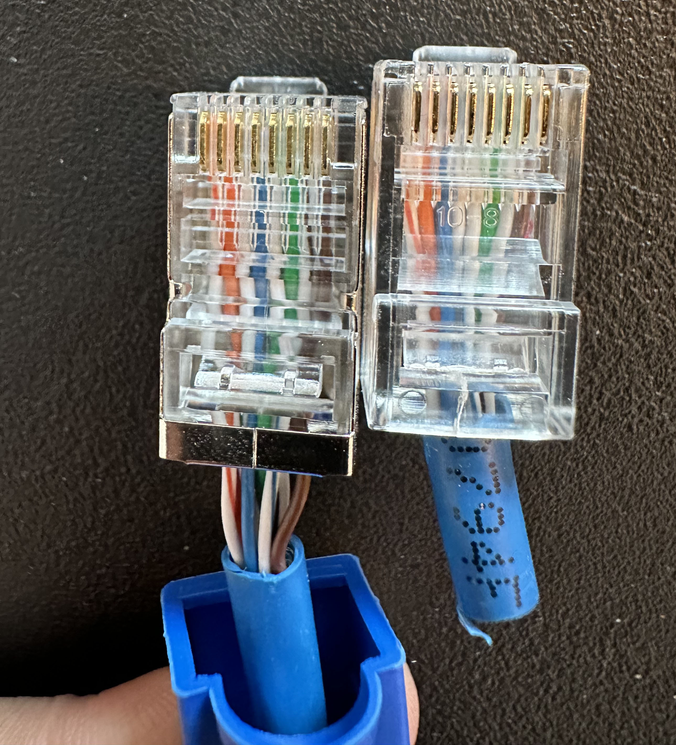 Insert wires into RJ45