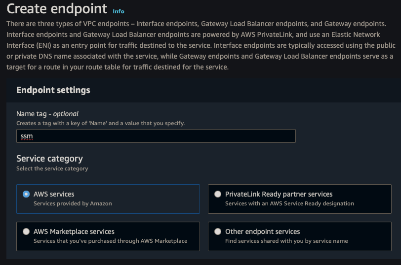 ssm Endpoint config-a